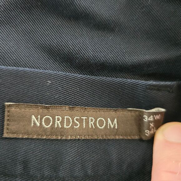 Nordstrom Chino Pants Men's 34 x 34 *** Dk Blue Straight Smartcare Wrinkle Free - Picture 5 of 16
